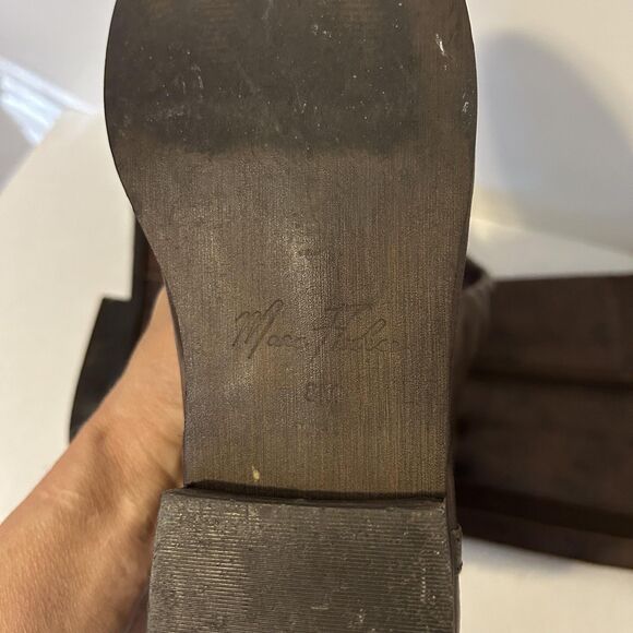 Marc Fisher Boots Womens Size 8 Brown Riding Knee High Side Zip Buckle Tall - Picture 12 of 14